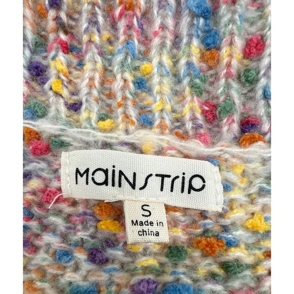 Main Strip Multi Color Confetti V Neck Chunky Boxy Long Sleeve Sweater Small - Picture 8 of 13